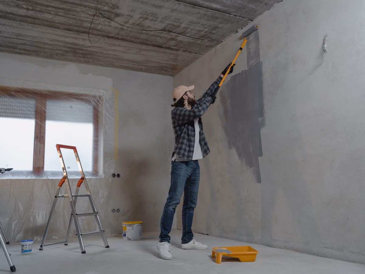 Painting an interior wall during renovation